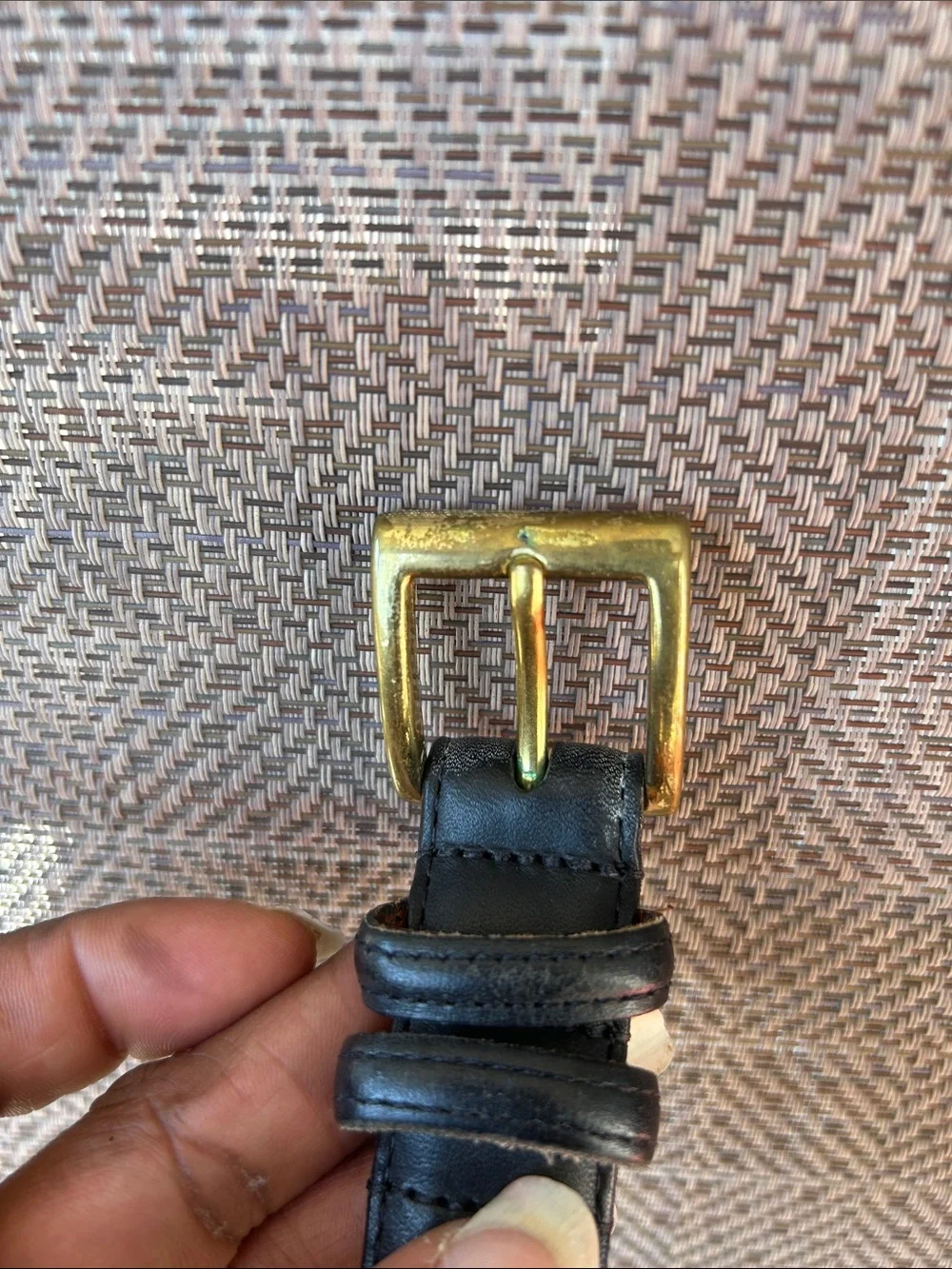 Coach Classic Black Leather Men's Belt with Brass Buckle. Size 34/85 cm.